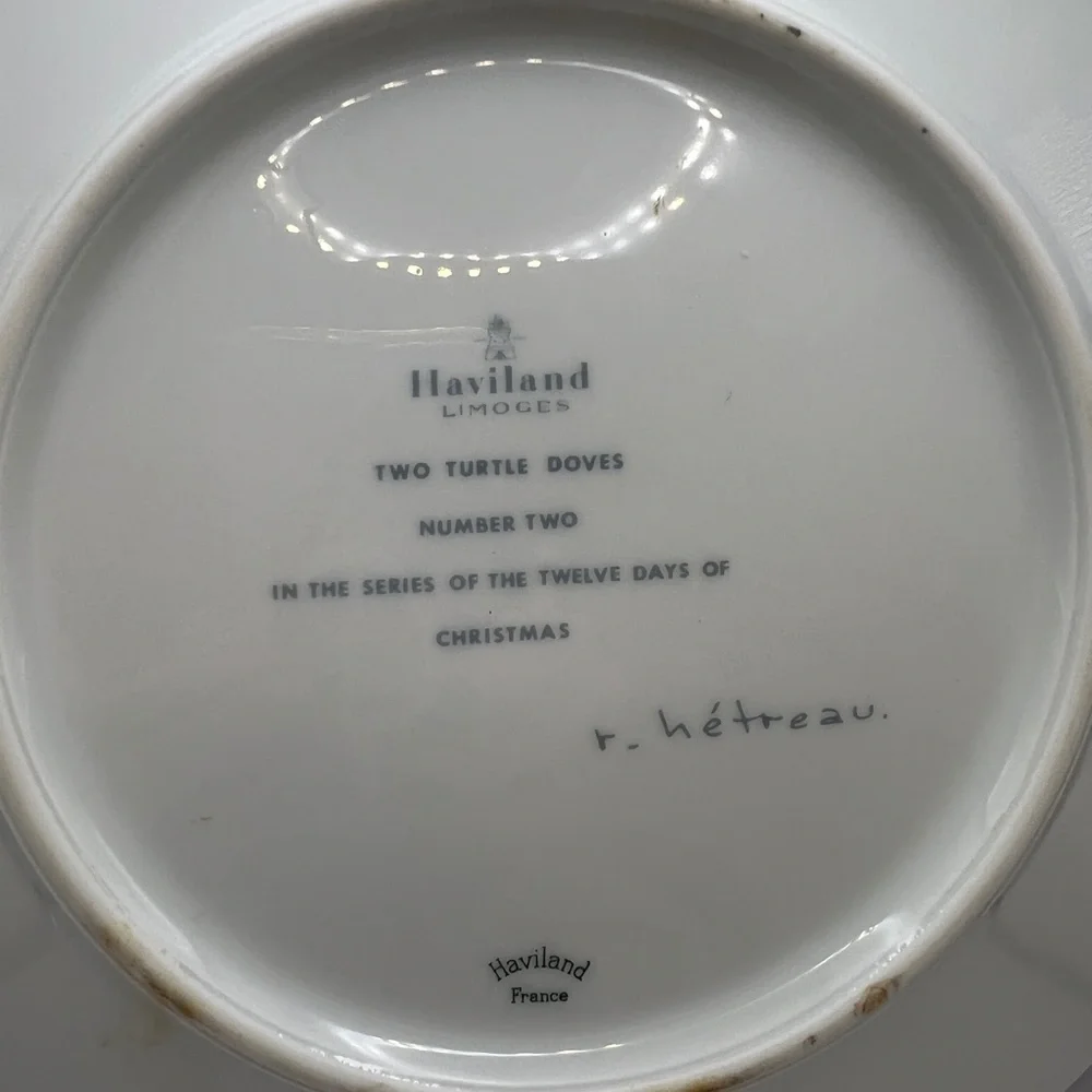 Haviland Limoges 1971 Two Turtle Doves #2 Haviland France Plate